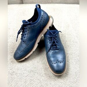 Cole Haan Zerogrand C38255 Men’s Size 10.5 Blue Leather Wing Tip Dress Sneakers